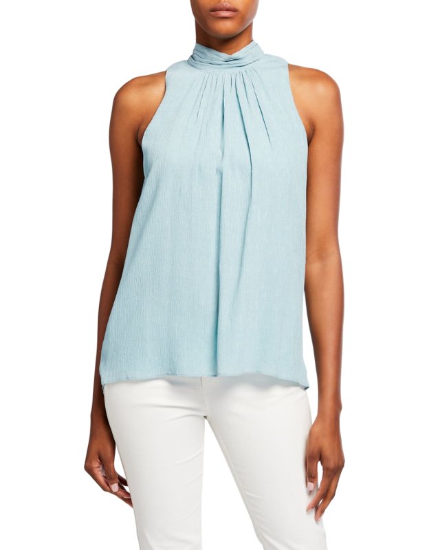 Crinkle Mock-Neck Top